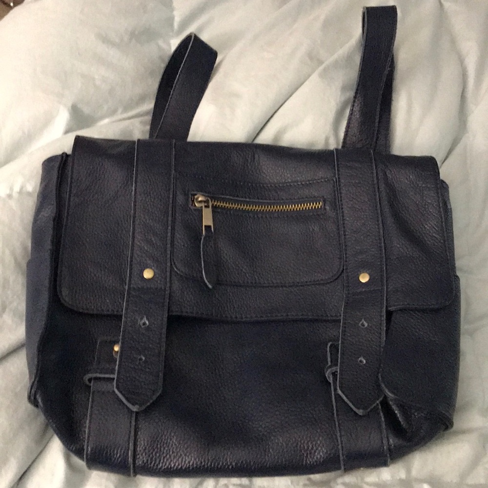 Blue leather backpack/crossbody